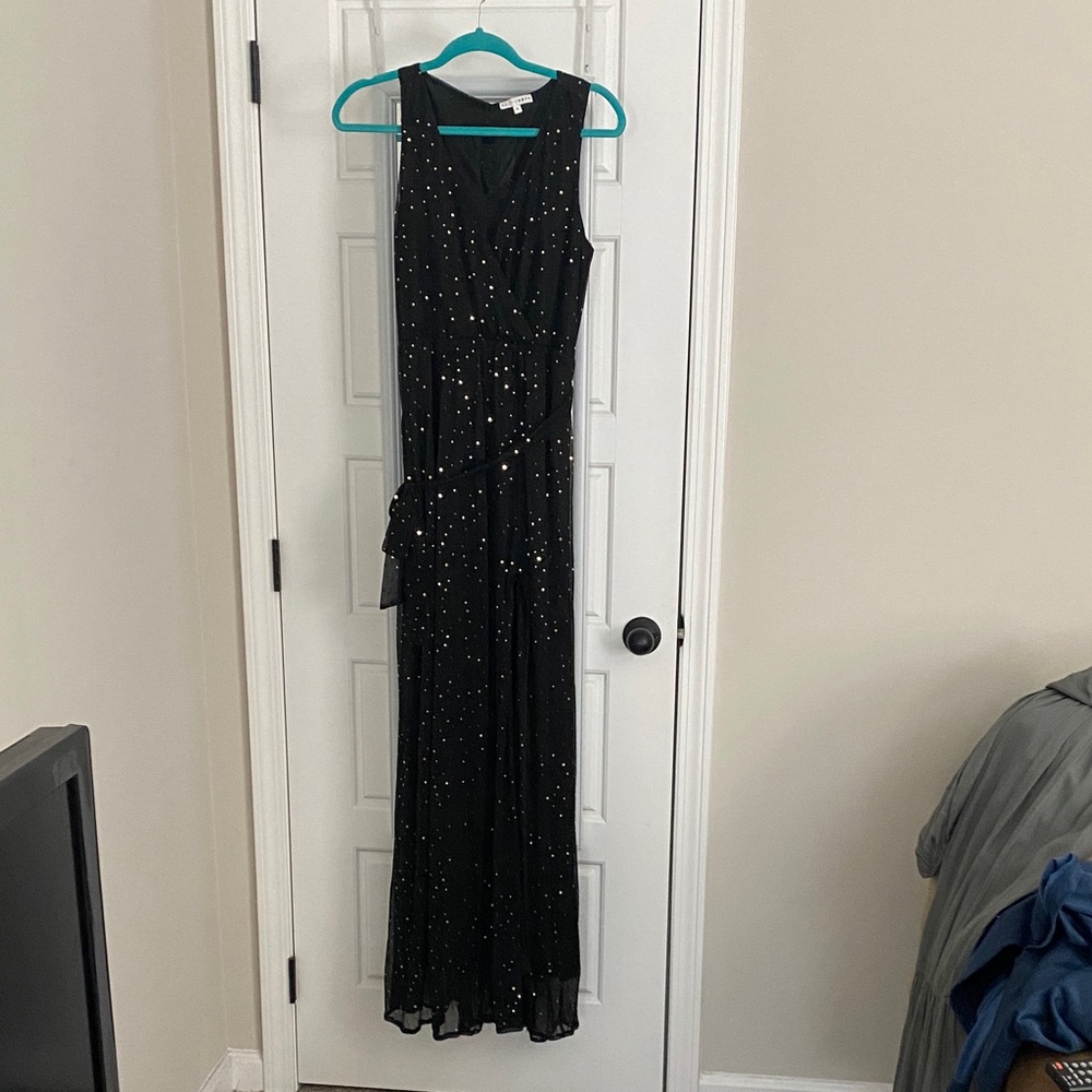 Baltic Born Black Maxi Dress with Gold Dots